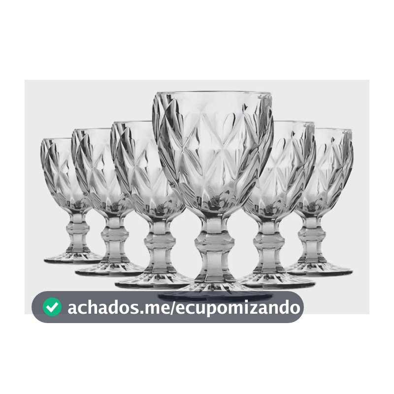 Jogo De Taças Bela Flor Vidro Diamond 330ml C/6 Incolor Lava-louças