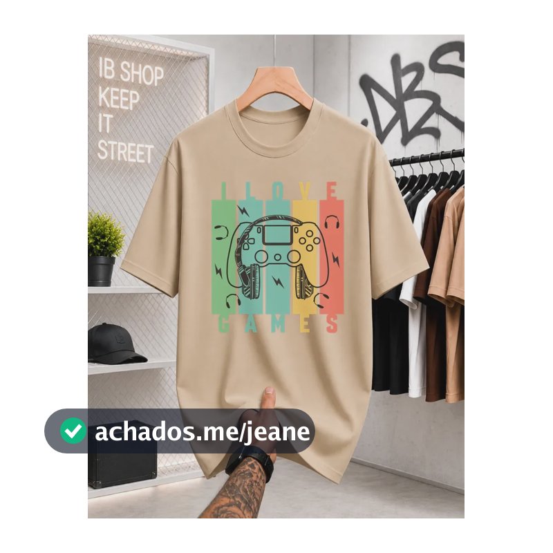 Camiseta Masculina Estampa Gamer Estilo Urbano 100% Algodao Bege G