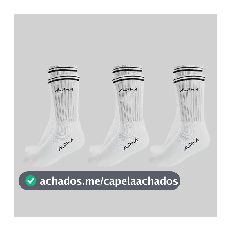Kit 3 Meias Cano Médio  Alpha Branco U