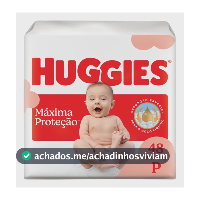 Huggies Fralda Descartável Máxima Proteção P - 48 Un