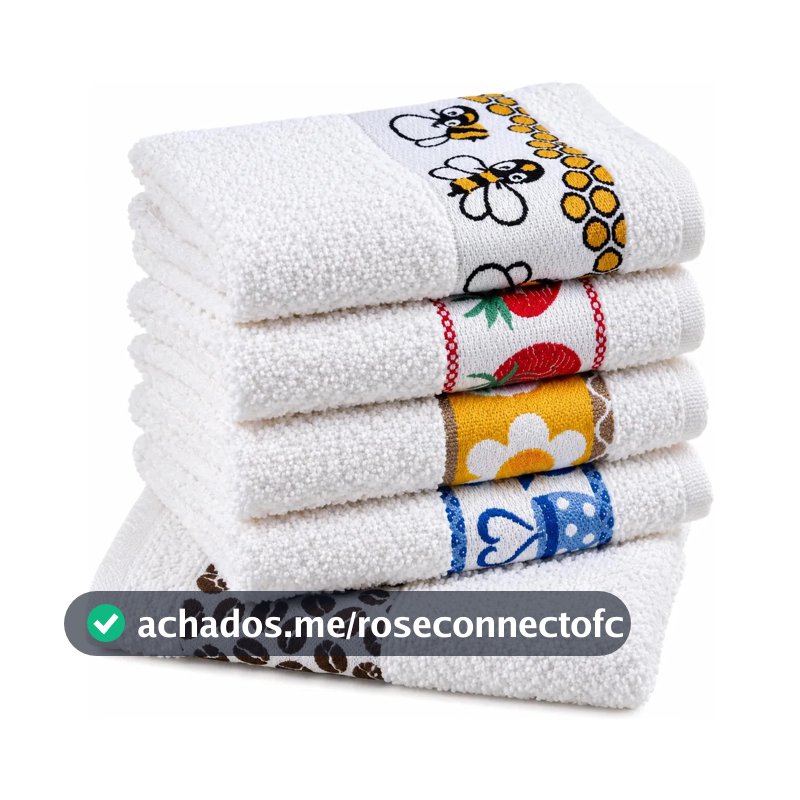 Pano de Prato Atoalhado Atacado Laune Gourmet Kit com 5 peças cor Branco Desenho Sortidos Laune Haus