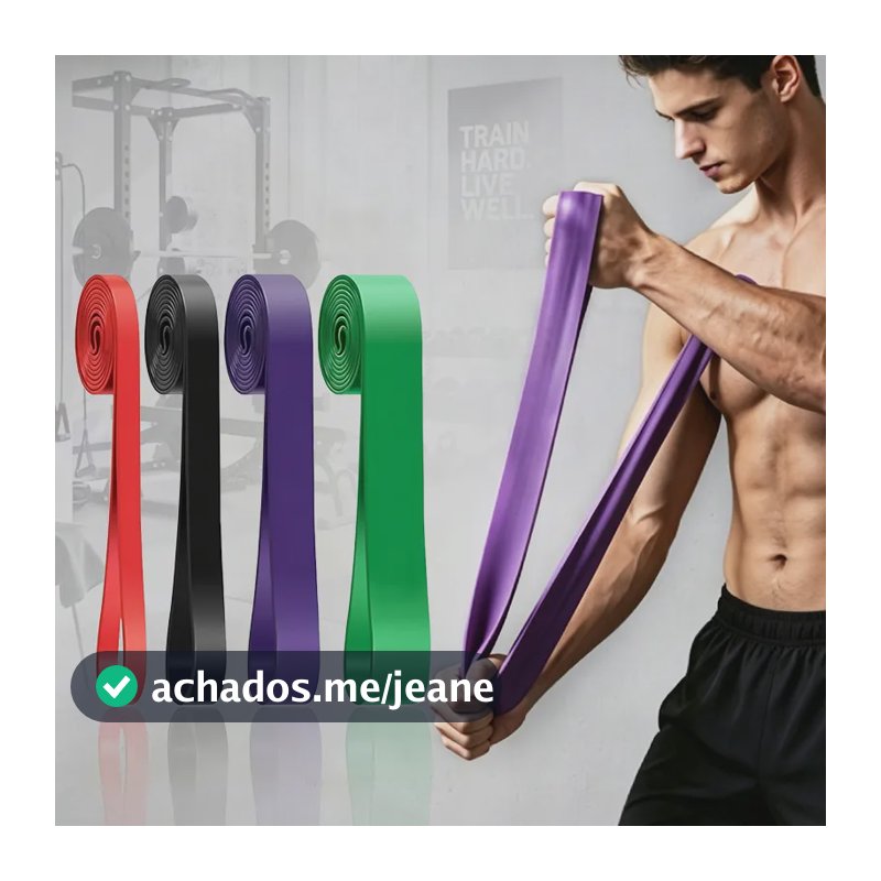 Kit 4 Super Bands Faixa Elastica Exercicio Academia Treino Preto