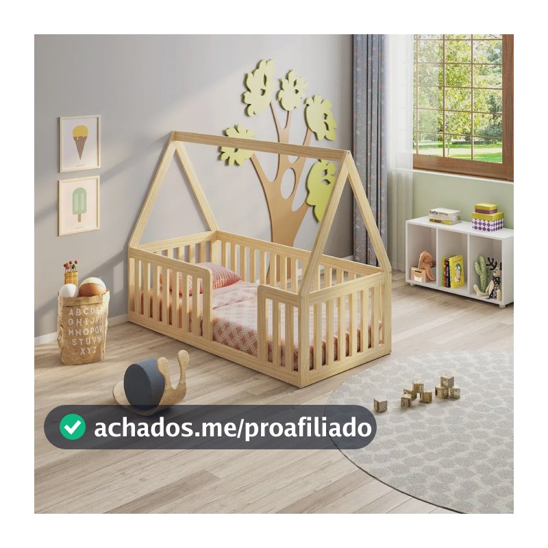 Casatema giulia mini cama berço cor natural montessoriana em Madeira maciça com grade e wt