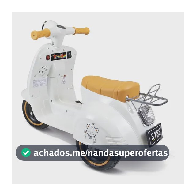 Triciclo Elétrico Infantil Scooter Motinho de Passeio 6v Lambreta Com Musicas Branco