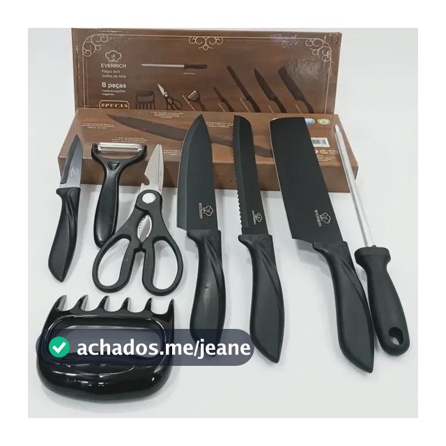 Kit Churrasco 8 Peças De Facas Premium Corte Antiaderente