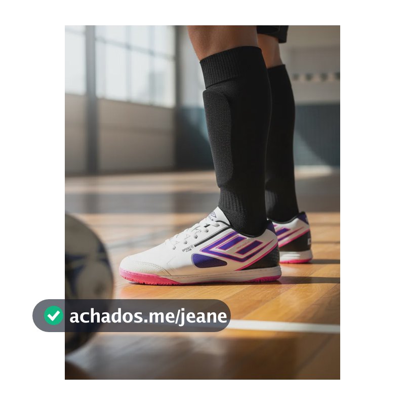 Chuteira Futsal/salão Couro Feme/masc Envio Full Branco Roxo 37 Br