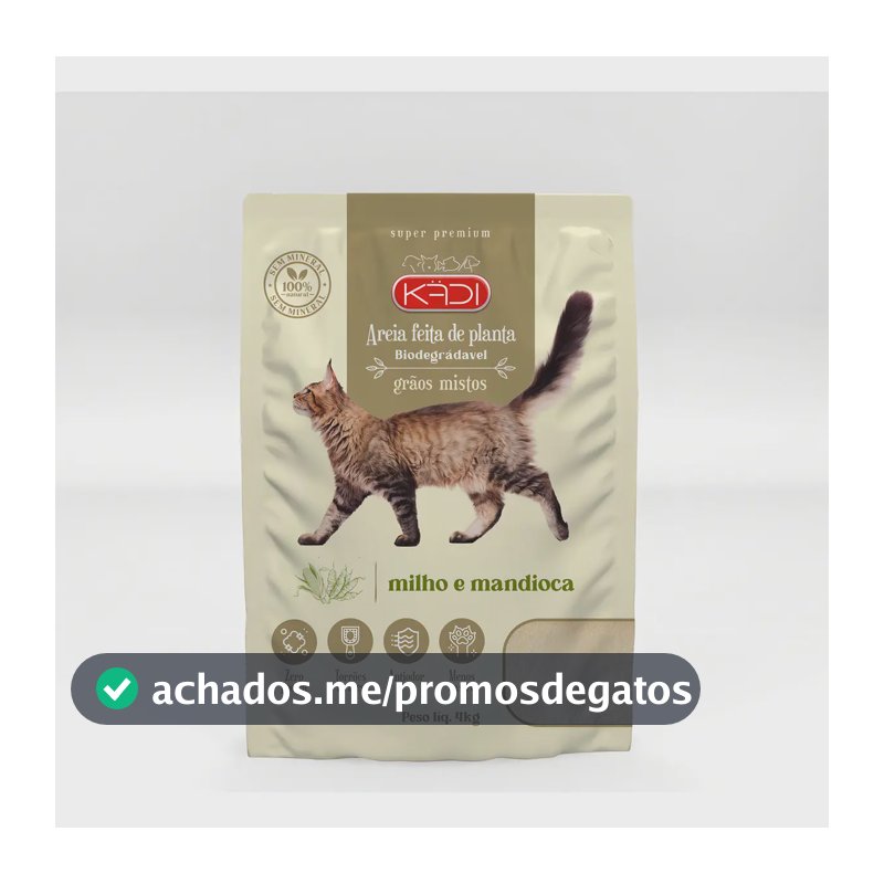 Areia Sanitária Gatos Milho Mandioca Kadi Graos Mistos 4kg