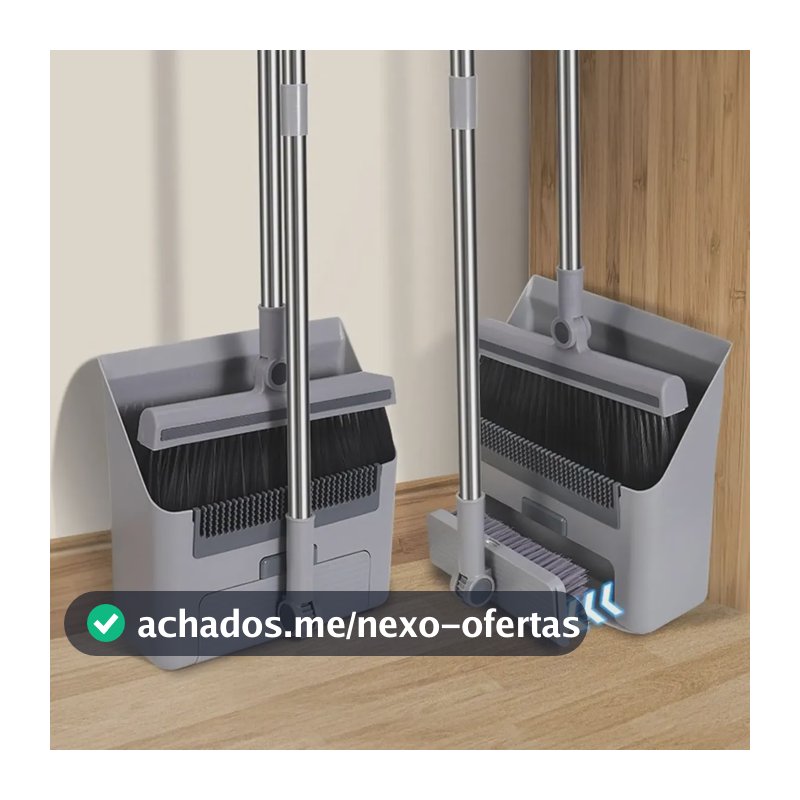 4em1 Kit Vassoura E Pá Multiuso Ajustável Limpeza Piso Pelos