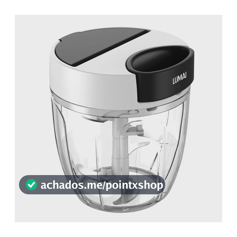 LUMAI Processador Triturador Manual de Legumes e Vegetais Palermo 900ml - Lâminas de Inox - Abertura para Repor Alimentos Sem Abrir - Base Antiderrapante - Utensílio de Cozinha