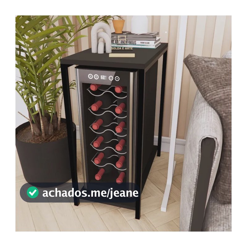 Móvel Aparador Para Adegas Estilo Industrial Metal Preto / Tampo Preto