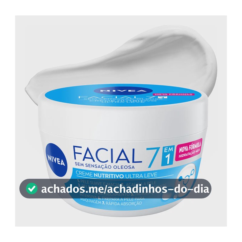 NIVEA Creme Facial Nutritivo Ultraleve 7 em 1 100g, BBB 26, Pele Suave e Macia, Acalma, Alivia Ressecamento, Hidratação 48h, Aminoácidos, Cuidado Facial