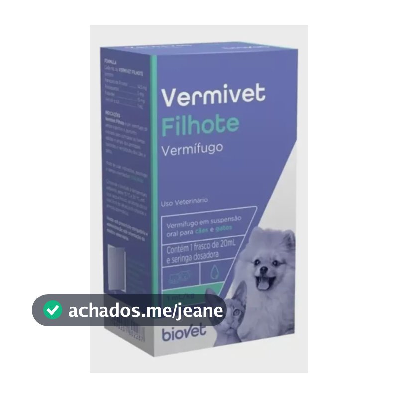 Vermífugo Biovet Vermivet Filhotes 20ml Para Cães e Gatos