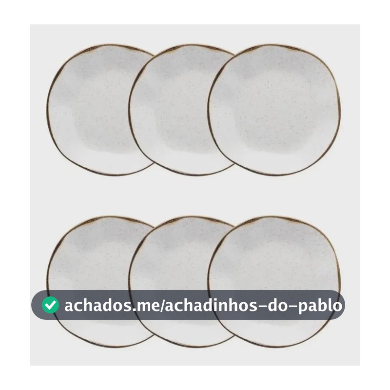 Conjunto 6 Pratos Fundos Oxford Ryo Maresia 22,5cm - Porcelana