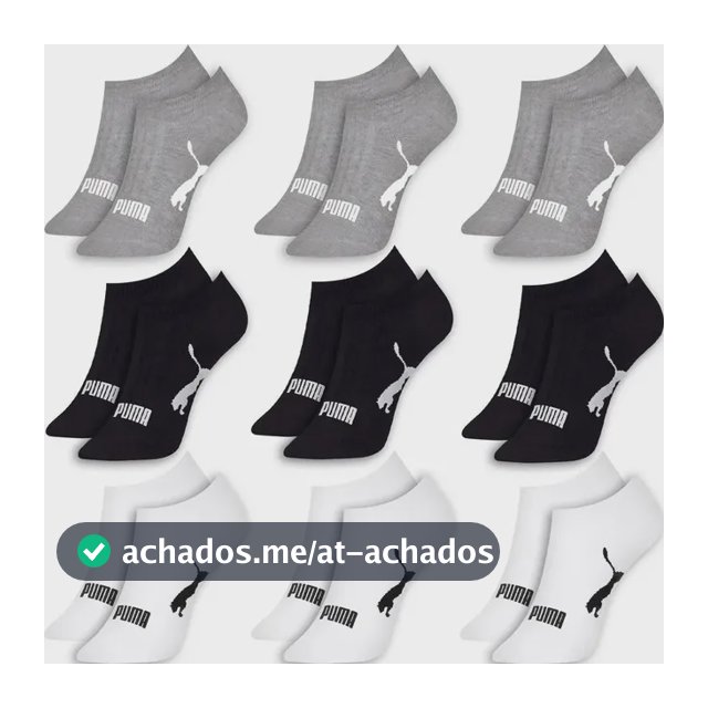 Kit 9 Pares Meias Puma Sapatilha Soquete Invisível Original