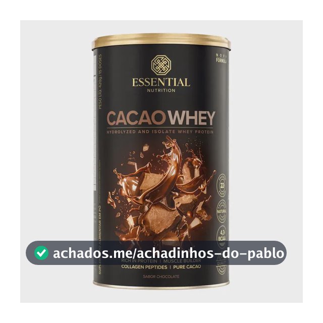 Cacao Whey Protein Isolado e Hidrolisado 420g Essential Nutrition