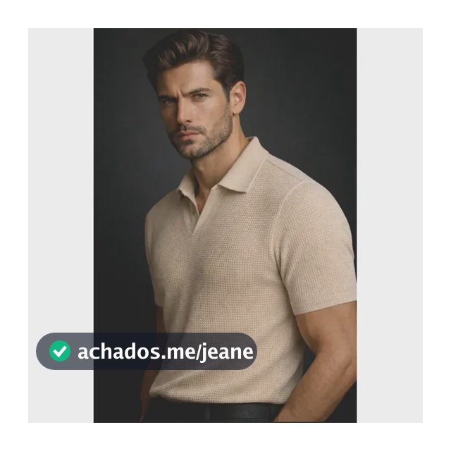 Camisa Camiseta Polo Masculina Texturizada Sem Botão