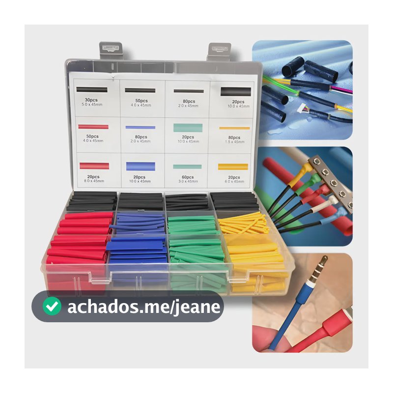 Kit Tubo Termo Retrátil 530 Peças Alta Qualidade E Variedade Colorido