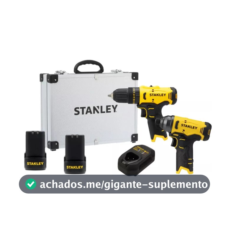 Kit Parafusadeira Furadeira e Parafusadeira de Impacto Stanley SCHI10D2FK Maleta 2 Baterias 1 Carregador