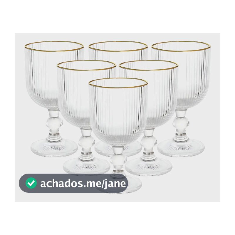 Jogo De Taças Versalhes Gold De Vidro Para Vinho E Água 340ml