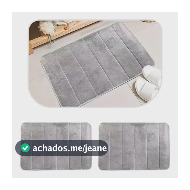Kit 2 Tapete Banheiro Absorvente Soft Antiderrapante 40x60cm Cinza