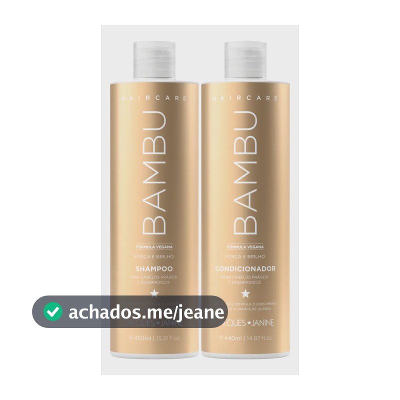 Jacques Janine Hair Care Bambu Shampoo Sem Sal 450ml Condicionador Leave-in 440ml Força Crescimento Hidratação Brilho