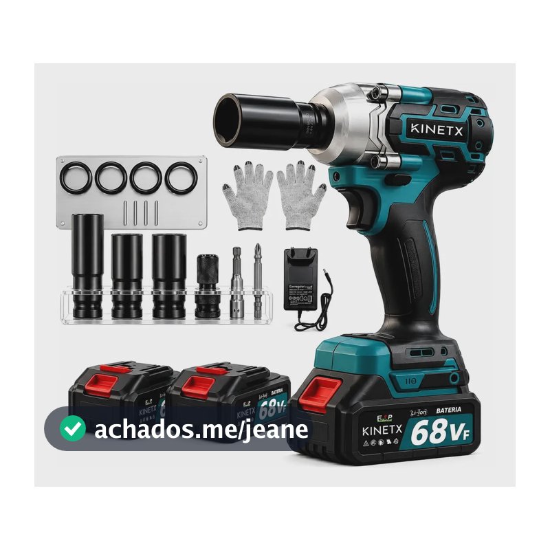 Chave Impacto Kinetx 880nm Brushless 21v+2 Bat Kit Completo Azul 127/220v