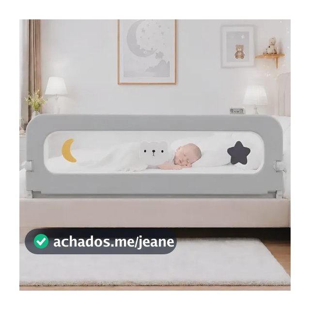 Grade De Proteção Cama Box Bebe Protetor De Cama Base U 2m Cinza