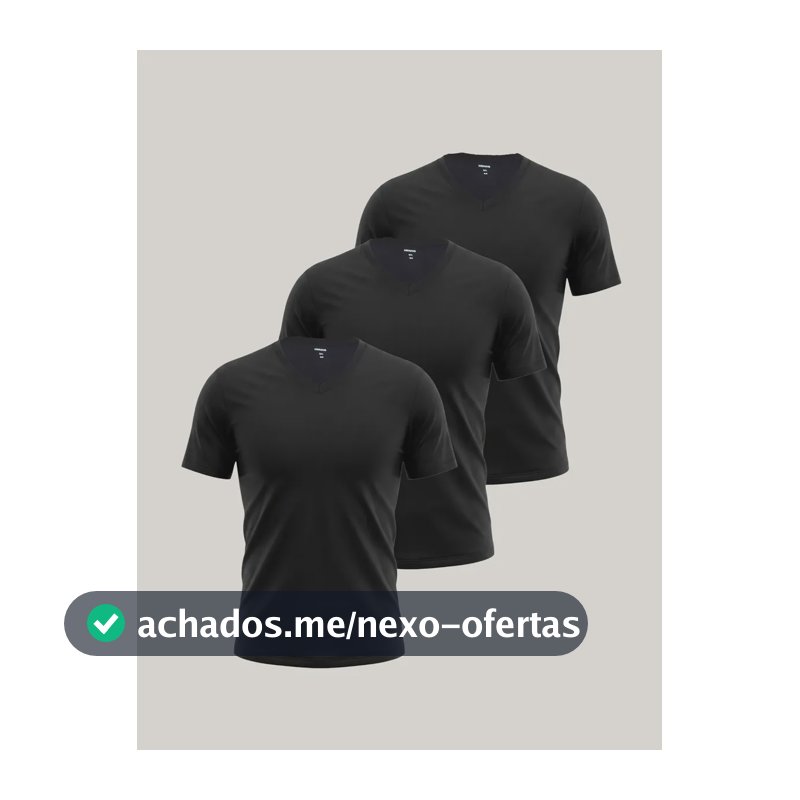 Kit Com 3 Camisetas Masculinas Slim Gola V Hering Preto Liso G