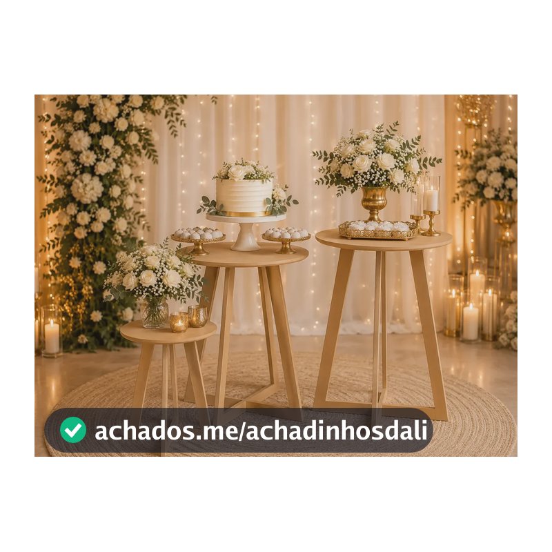 Kit 3 Mesas Decorativas Trio P M G Mdf Cru Festa Decoração