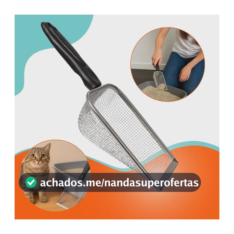 Pazinha Higiênica Coletora Pá Caixa Areia Gatos Inox Peneira Prateado Boa Dica