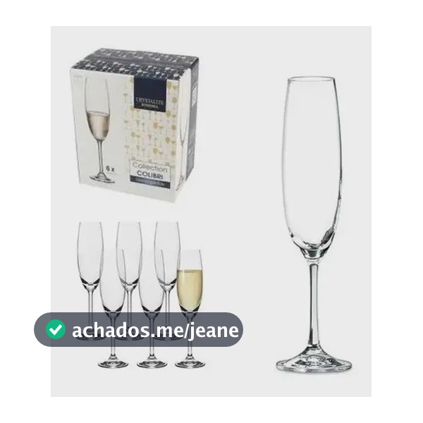 Jogo 6 Taças De Champagne Bohemia Cristal Titanium 220ml