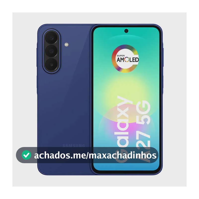 Smartphone Samsung Galaxy A27 5G 128GB 6GB, Super Amoled 6.7'', Câmera Tripla 50MP Selfie 12MP, 5000 mAh, Ip67, NFC, Dual Sim, Recursos IA - Azul