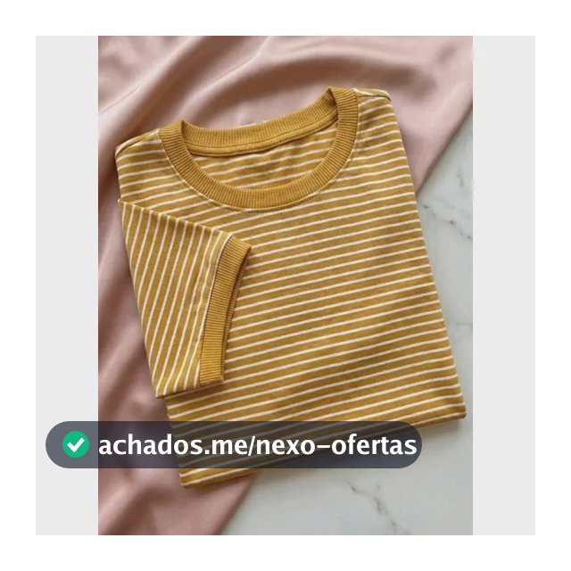 Blusa Feminina T-shirt Listrada Básica Social Manga Curta