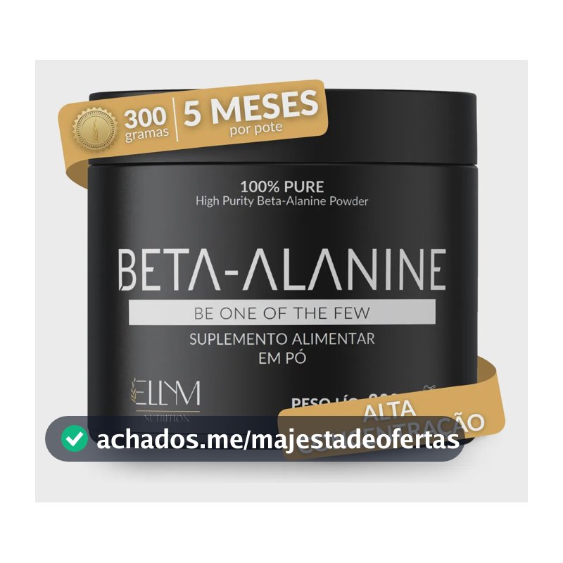 Beta Alanina 300g 100% Pura Performance Recuperação Muscular Pós Pré Treino 150 Doses Sem Sabor Concentrada Ellym Nutrition