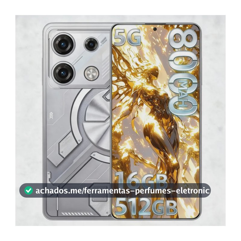 Smartphone Celular Gamer Gt10 Pro 5G 512GB ROM 16GB RAM Dimensity 9400 Android 16 Tela AMOLED 6,82 Polegadas 120Hz Câmera 108MP + 32MP Bateria 8000mAh Bluetooth 5.4, Dual SIM, Wi-Fi 6, NFC