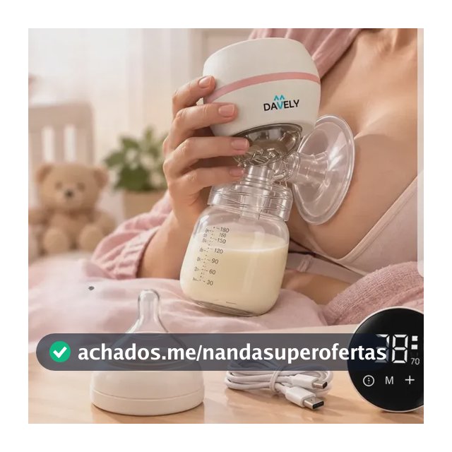 Bomba Tira Leite Materno Elétrica Portátil + Mamadeira Extratora Amamentação Sem BPA Coletor Sugador Bombinha Peito 3 Modos 9 Níveis de Sucção Recarregável Silenciosa Display Digital Davely