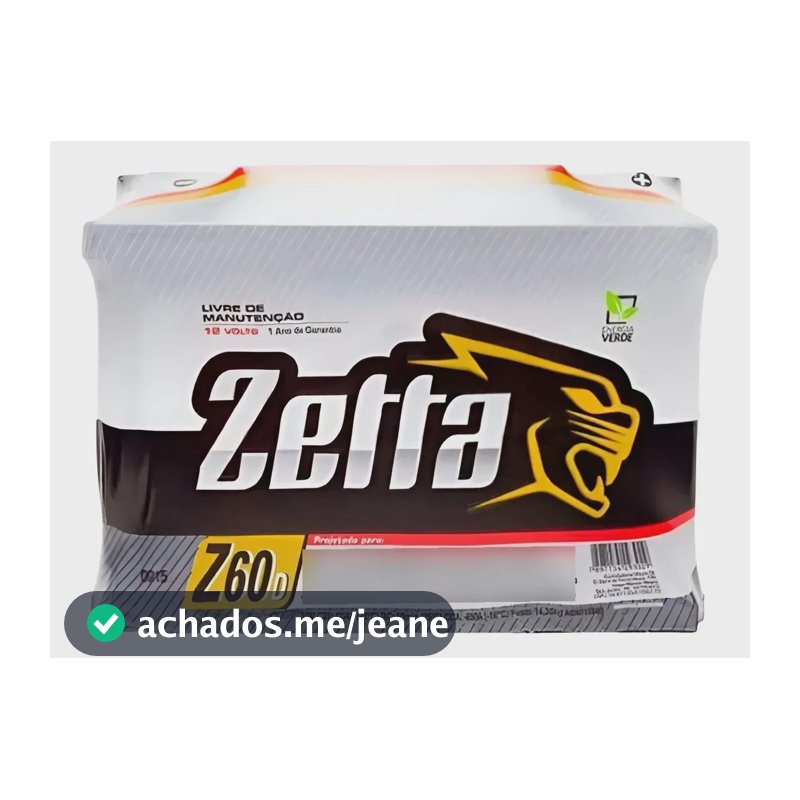 Bateria Zetta 60ah - Fabricação Moura - 18 Meses De Garantia Direito