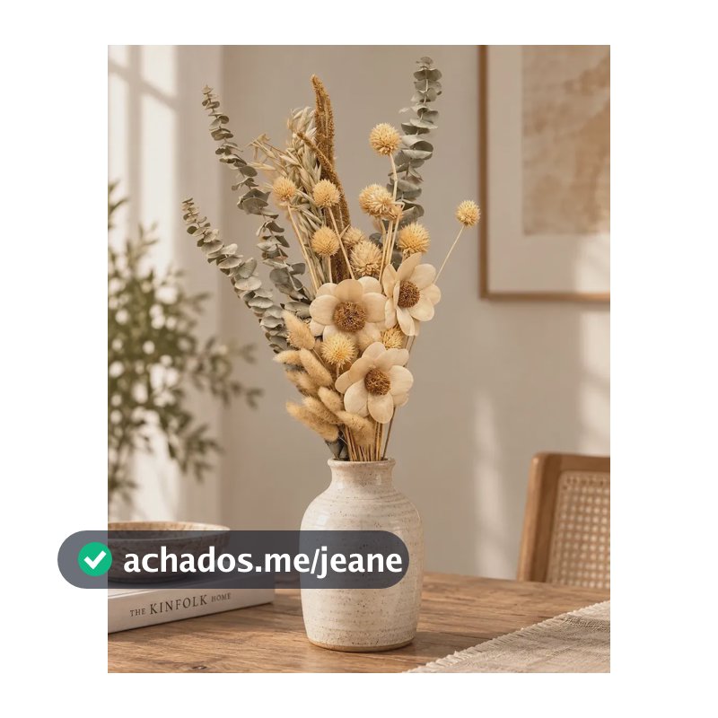 Buquê de Flores Naturais Desidratadas com Anêmona, craspédia, pennisetum, lagurus e eucalipto para Decoração Boho