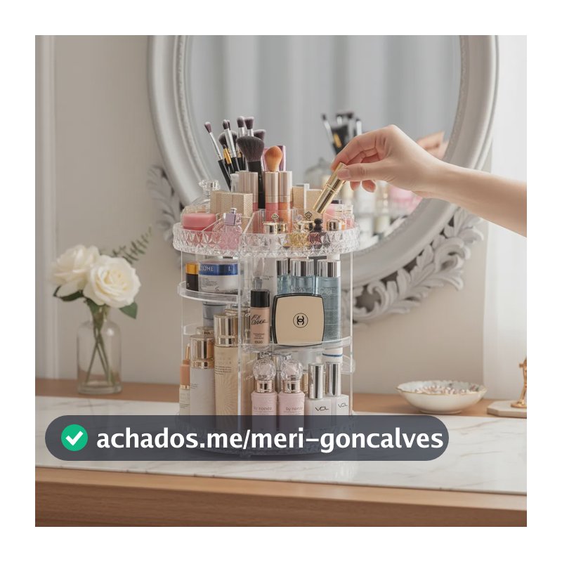 Organizador De Maquiagem Giratório 360° Em Acrílico Transparente Com Prateleiras Ajustáveis EPS-2577 Epsilon