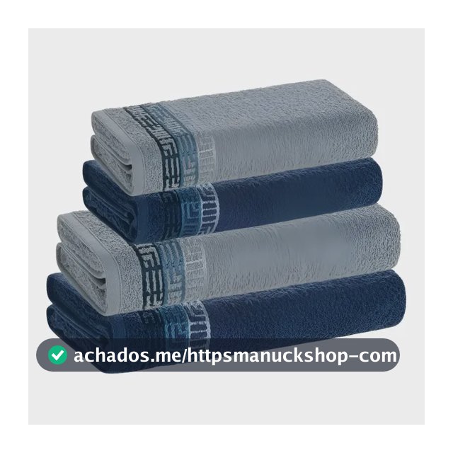 Jogo De Toalhas 4 Pçs Fio Cardado 100% Algodão Bosco Karsten Azul Serena/ Azul Naval Bosco