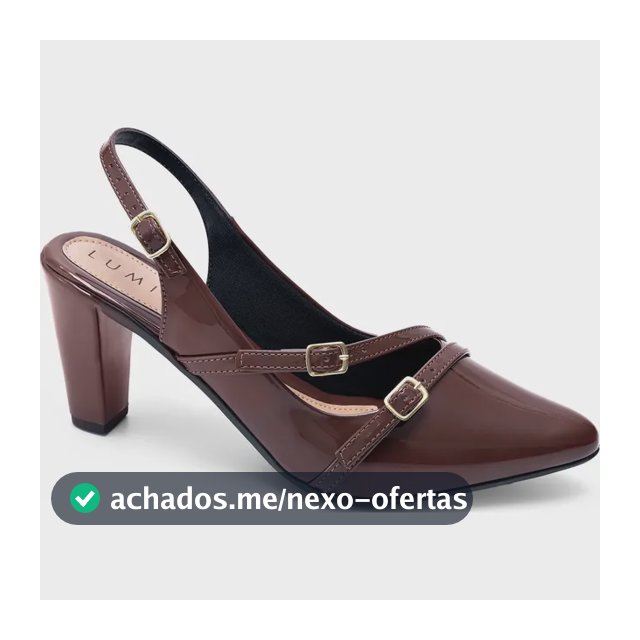 Scarpin Feminino Fivelas Slingback Salto Baixo Bico Fino