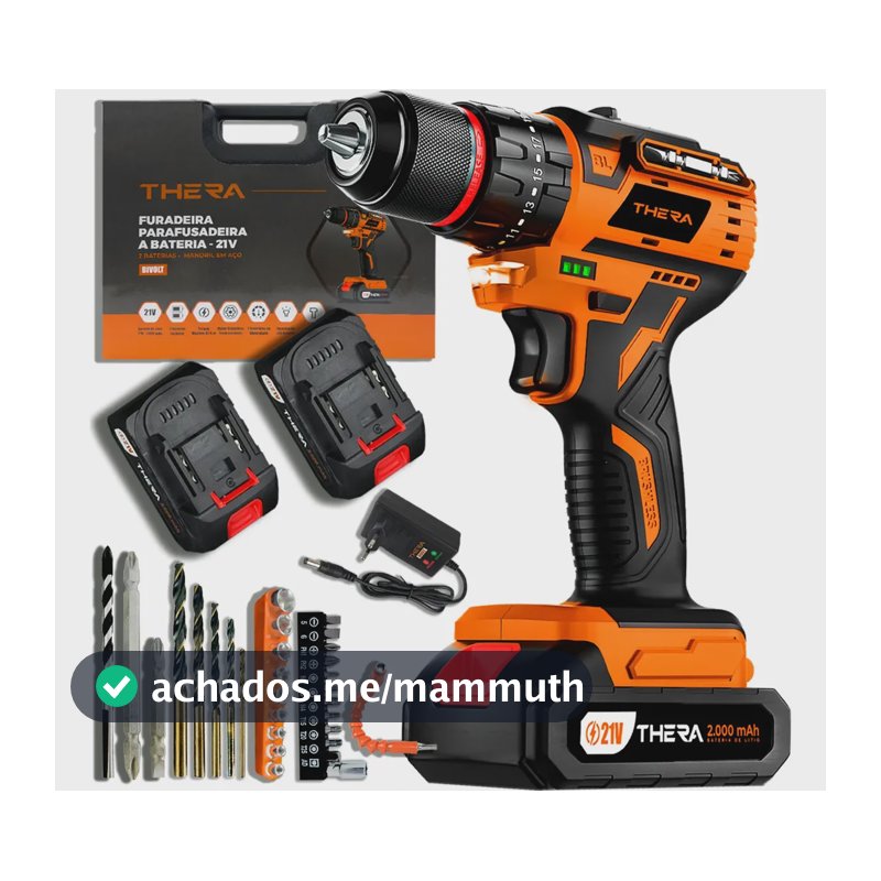 Parafusadeira Furadeira de Impacto Thera Brushless 21V Bivolt 2 Baterias
