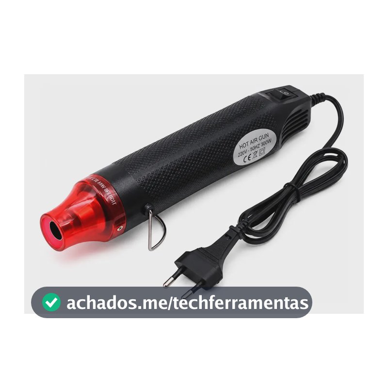 Soprador Térmico Portátil 300W Mini Pistola de Calor Preto