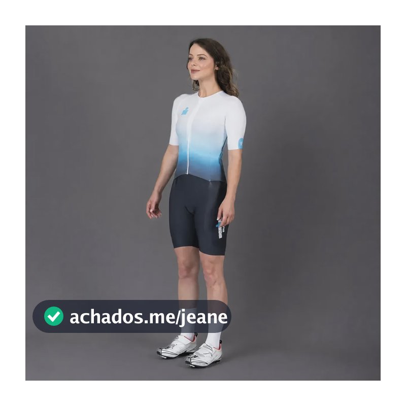 Macaquinho Triathlon C/ Manga Woom 140 Ironman Feminino Iii Azul M