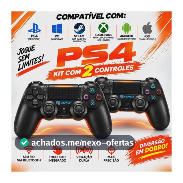 Kit 2 Controles Sem Fio Bluetooth Para Ps4 Videogame Gamepass Steam Tv Smart Gamer Celular Joystick Manete - Crowley