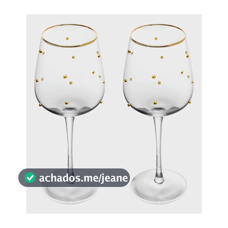 Conjunto 2 Taças para Vinho Balls Fio De Ouro 350ml Vidro Wolff