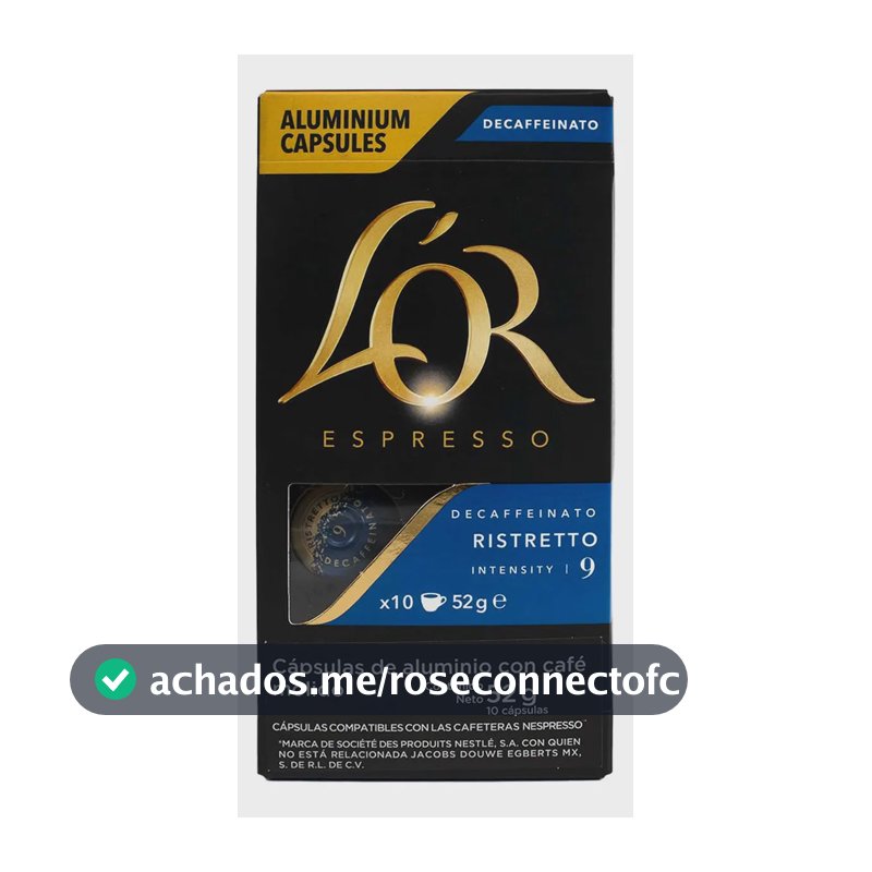 Cápsulas L'or Espresso Descafeinado Ristretto 10un Compatível Nespresso