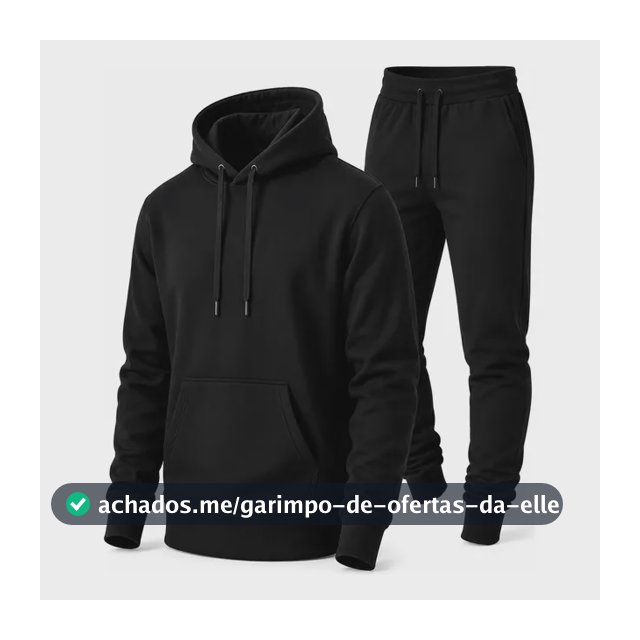 Conjunto Calça E Blusa De Moletom Liso Masculino Unissex M Preto