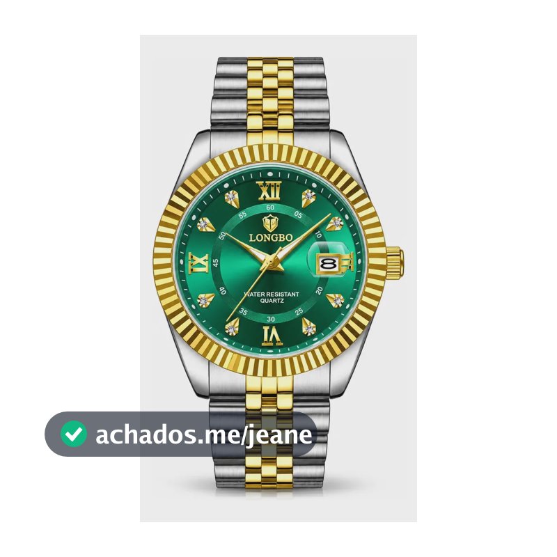Relógio Masculino Longbo Aço Inox Quartzo 30m Calendário Prateado Dourado Verde-escuro
