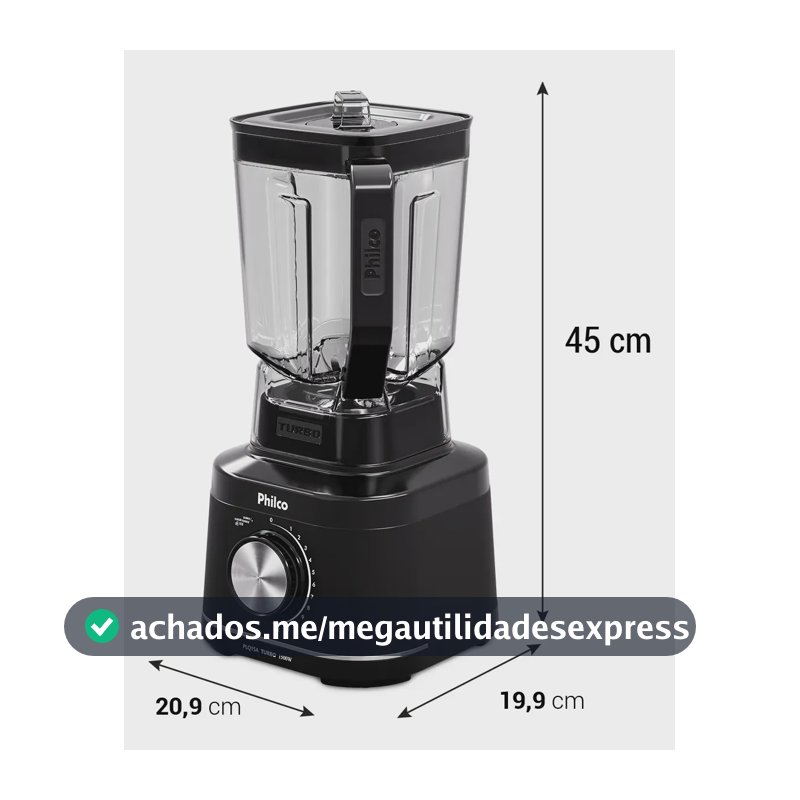 Liquidificador Philco 1500W 3,1L 12 Velocidades com 6 Lâminas PLQ15A